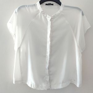Forever 21 White Button Down Blouse Large
